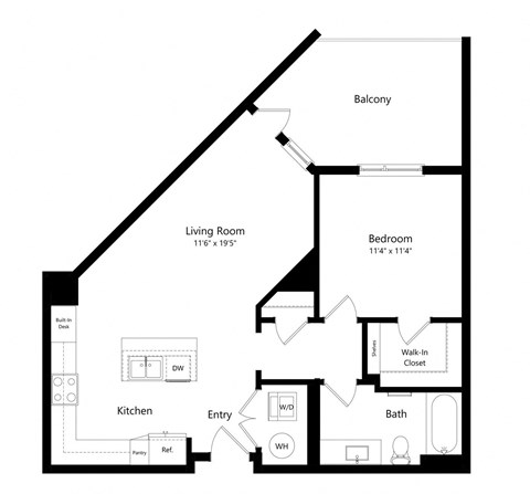 a floor plan of a 1 bedroom floor plan
